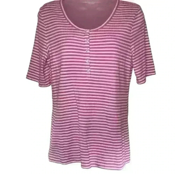 J Crew Striped Lightweight Short Half Sleeve Shirt Top size medium - Picture 1 of 9